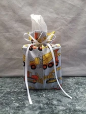 Construction dump truck bulldozer Cotton Fabric Handmade square Tissue Box Cover