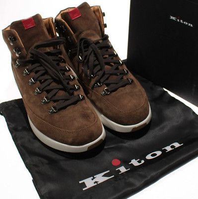 Kiton NWB Suede Lace Up Ankle Boots Size 46 US 13 in Solid Brown