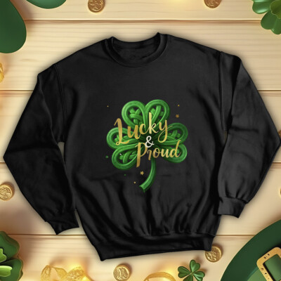 Lustiges Sweatshirt Pullover Lucky Proud Clover Family St. Patricks Day irisch #STPD