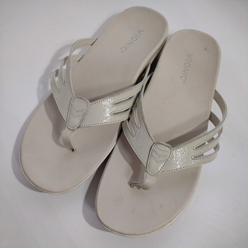 Vionic Women's Size 8.5 Mirage Alta Toe Post Sandal White Flip Flop Thong Beach | eBay