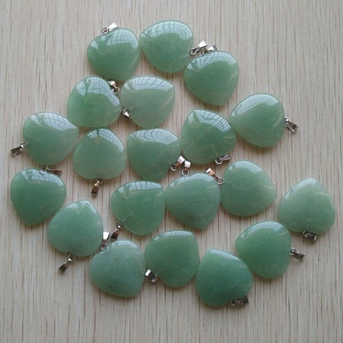 50pcs Natural Green Aventurine Stone Heart Shape Pendants Charms Beads Jewellery - Picture 2 of 6