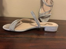 Nina Silver Metallic Rhinestone Strappy Sandals Shoes DRESSY ELEGANT Size 6M