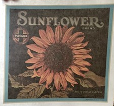 Original Vintage Sunflower Brand Cigars Iron On Transfer Rialto Orange Company