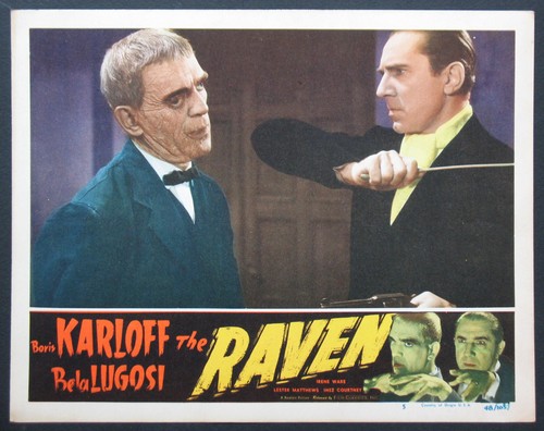 THE RAVEN BORIS KARLOFF BELA LUGOSI EDGAR ALLAN POE REALART HORROR R-1948 LC #5 - 第 1/1 張圖片