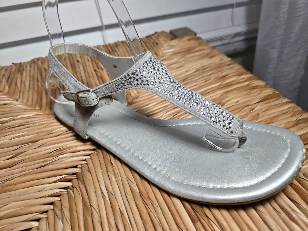 Bandolino Women's Silver Embellished T Strap Adjustable Size 8M | eBay UK