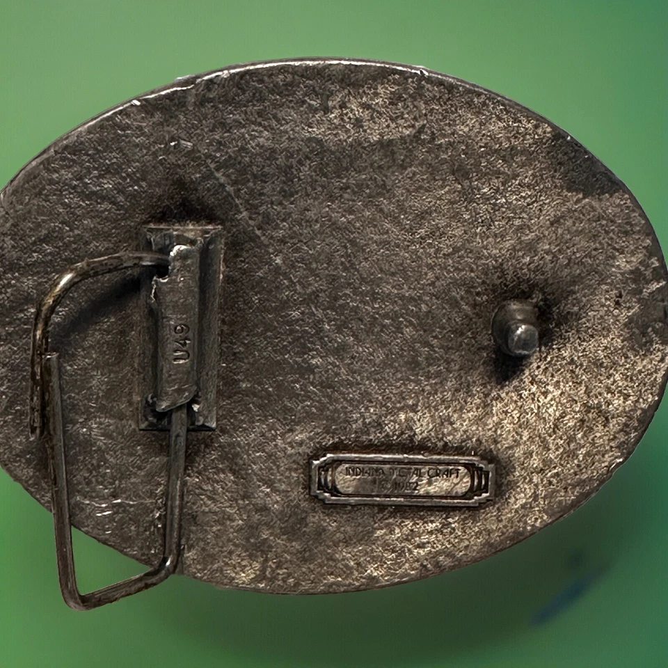 Indiana Metal Craft 1982 U49 Flying Red Flowers Green Eagle Cinturón Hebilla ¡Excelente! Foto 3 de 3