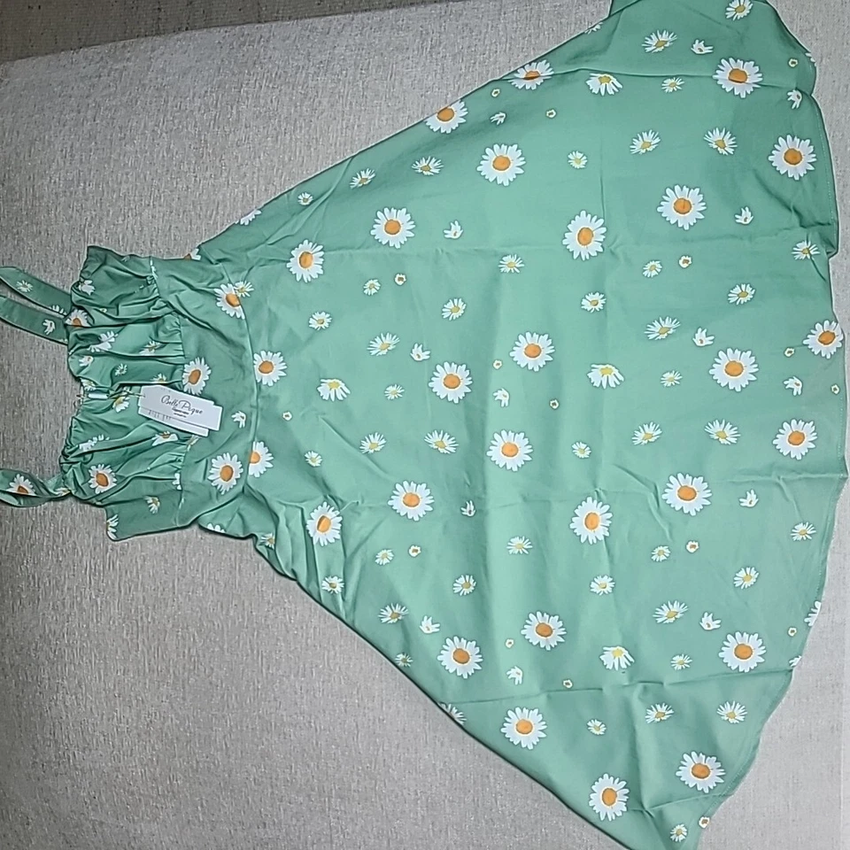 Belle Poque Women's Vintage Sleeveless Solid Floral Ruched Summer Cute A-Line... - Image 3 of 4