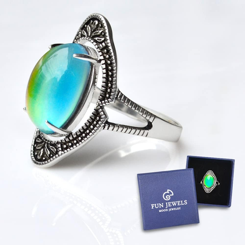 - Anello Dell’Umore Con Pietra Ovale Cambiacolore – Vintage in Ottone Effetto Ar - Foto 7 di 12