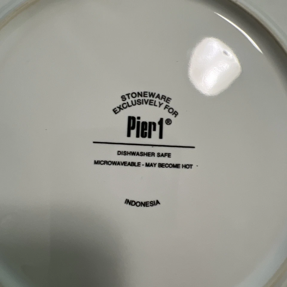 "Juego de 9 platos de cena para ensalada Pier 1 Imports verde amarillo rojo pájaro 8,25"" gres" Foto 2 de 4