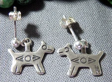 Fred Harvey Era Tribute NAVAJO Sterling Silver HORSE DOG Post EARRINGS SunWest