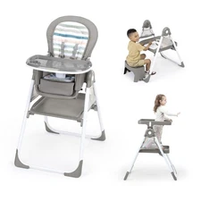 Ingenuity Proper Positioner Create Up Baby High Chair, 9 Modes, Soulful Skies