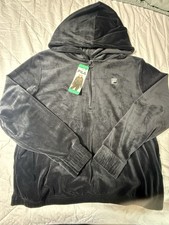 Fila Velour Hoodie XL Black Half Zip Pullover Sweatshirt NWT New With Tags