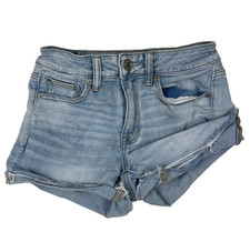 American Eagle Jean Shorts Womens 4 Distressed Light Wash Denim Raw Hem