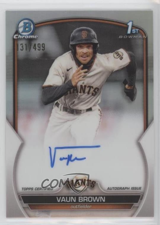 2023 Bowman Chrome Prospect Auto Refractor 131/499 Vaun Brown #CPA-VB Auto 0j0r