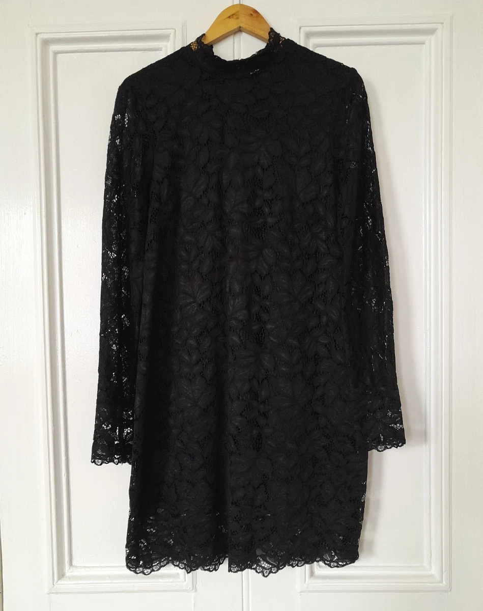 h&m crochet dress long sleeve Ladies - Black Crochet-Look Beach Dress - Size: XS