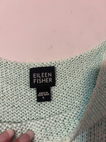 canotta maglia donna uncinetto By Eileen Fisher colore teal taglia large - Foto 2 di 9