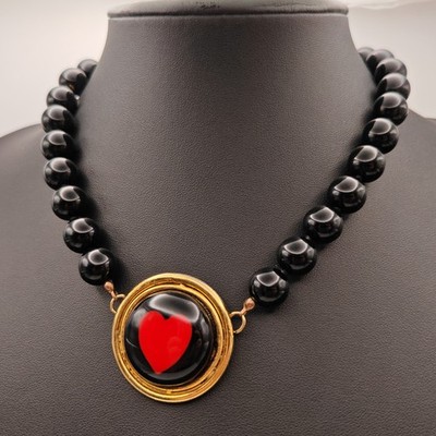   Vintage Moschino Gold f. Kunststoff Halskette Necklace Collier Kette 0020  