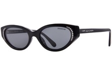 Swarovski SK6030 100187 Sunglasses Women's Black/Dark Grey Round Shape 52mm