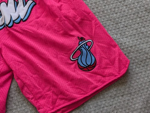 Pantalones Cortos Miami Heat Para Hombre Pequeños Rosa NBA Baloncesto Vice Just Don Hechos en EE. UU. - Imagen 5 de 12