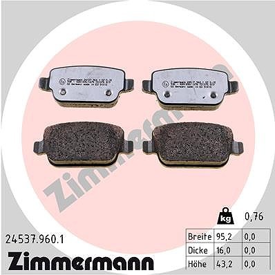 Zimmermann Bremsbelagsatz, Scheibenbremse Hinterachse U.A. FüR Ford, Land Rover-image