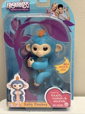 Fingerlings Interactive Baby Monkey-Boris Blue with Orange Hair WowWee authentic