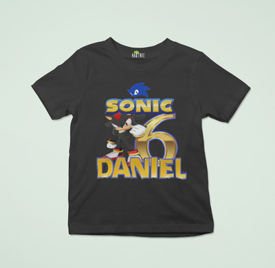 Racing Sonic the Hedgehog Geburtstag Personalisiert Alter Name Kinder T-Shirt