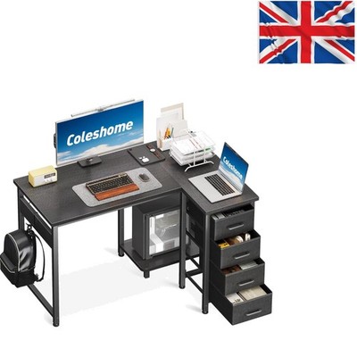 Stilvoller schwarzer Eck-Computertisch mit viel Stauraum für Gaming & Büro