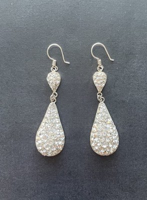 Aretes Plata 925 Mexicana Con Swarovski, Aretes 2 Gotas
