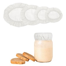 4Pcs Sourdough Jar Cover, Reusable Sourdough Cotton Cloth Cover, White