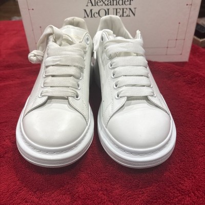 Size 40 Alexander McQueen Leather Casual Sneakers Womens White