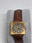 Vintage 1977 Timex Mechanical Tv Case Womens Gold Tone WORKS!!