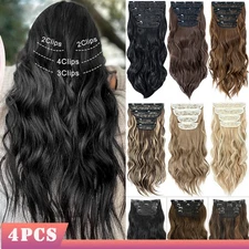 CLEARANCE Clip in Hair Extensions 100% as Human Hair 4PCS 11Clips Full Head Long