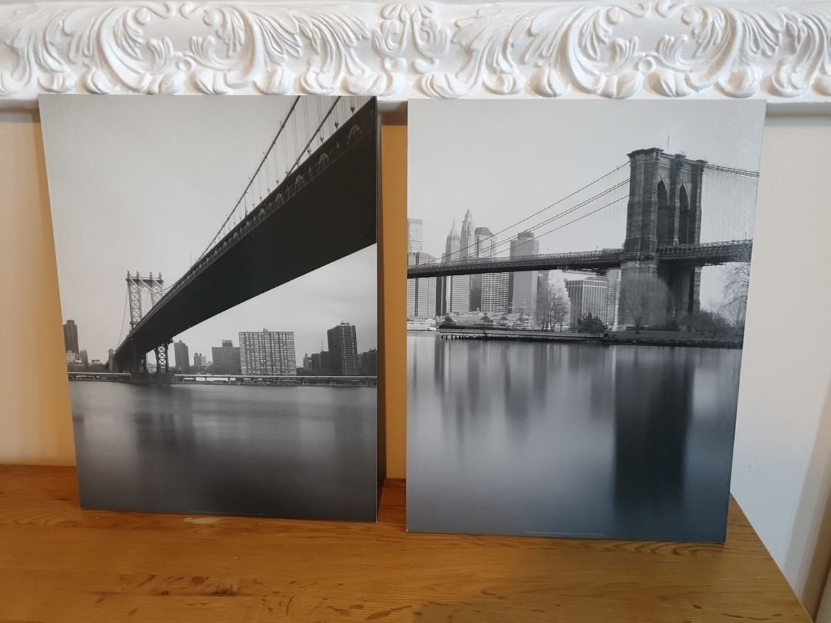 Ikea Gronby New York Black & White Wall Art On Boards x 2 (2