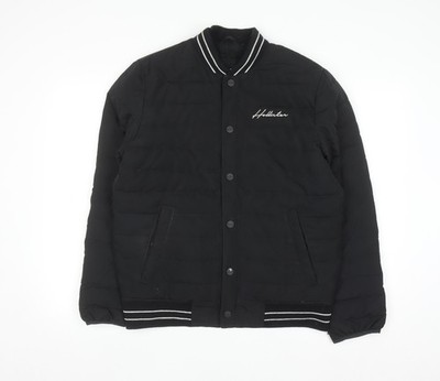 Hollister Herren Schwarz S Varsity Jacke Wattiert Bomber Style