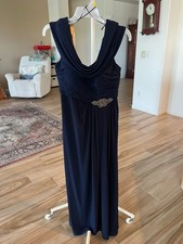 Alex Evenings Sparkly Navy Blue Draped Neck Gown with sequined piece size 8P