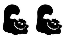 Cheshire Cat Alice in Wonderland Two 5" Black Vinyl Decal Car Laptop Tablet