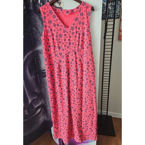 Fresh Produce Maxikleid XL koralle Blumen ärmellos V-Ausschnitt Freizeit