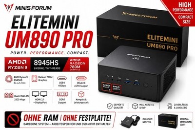 MINISFORUM UM890 Pro Ryzen 9 8945HS  OVP Netzteil USB4 Ohne RAM /FESTPLATTE 