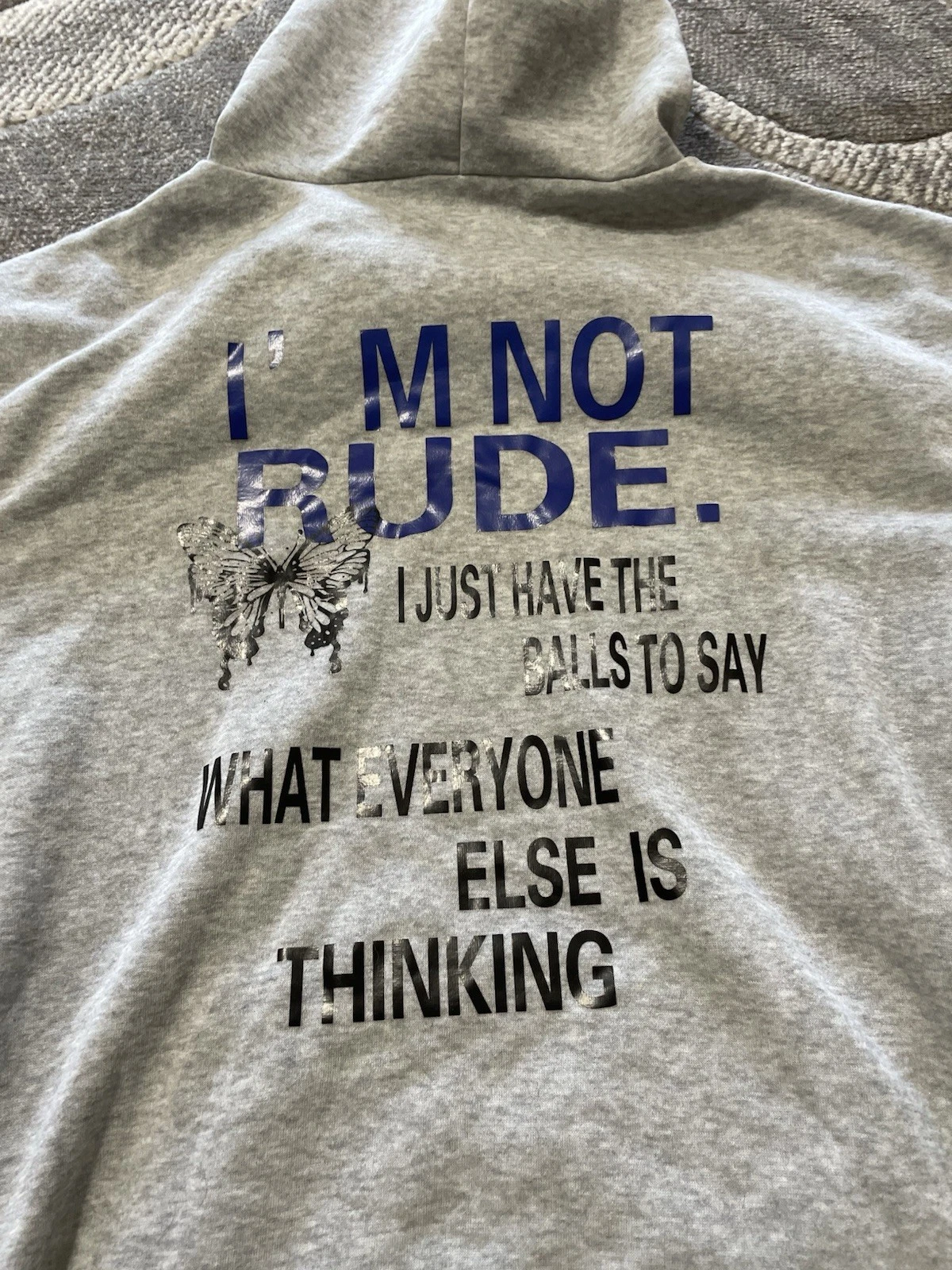 RHUDE Felpa con cappuccio manica lunga Unbranded I’m Not Rude Print donna grigia L XL