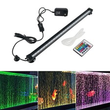 Aquarium Underwater Air Bubble LED Light Fish Tank RGB Submersible Lamp 1Remote-