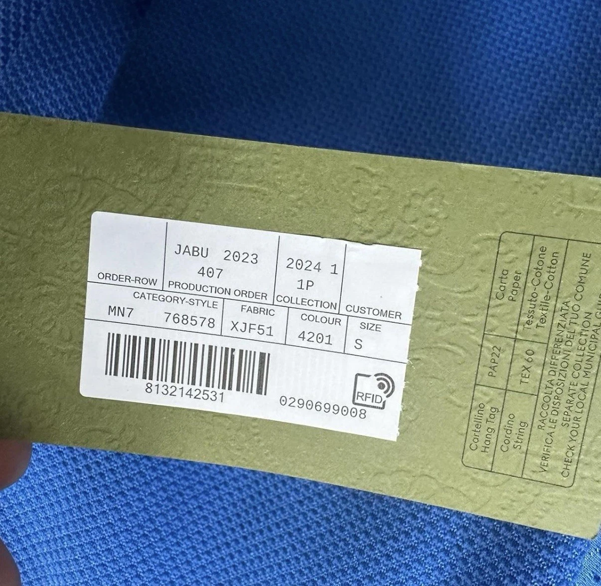 GUCCI “GG NYLON JAQUARD FELPA CON CAPPUCCIO BLU”