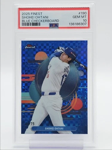 SHOHEI OHTANI 2025 TOPPS FINEST UNCOMMON BLUE CHECKERBOARD /75 PSA 10 Q7002