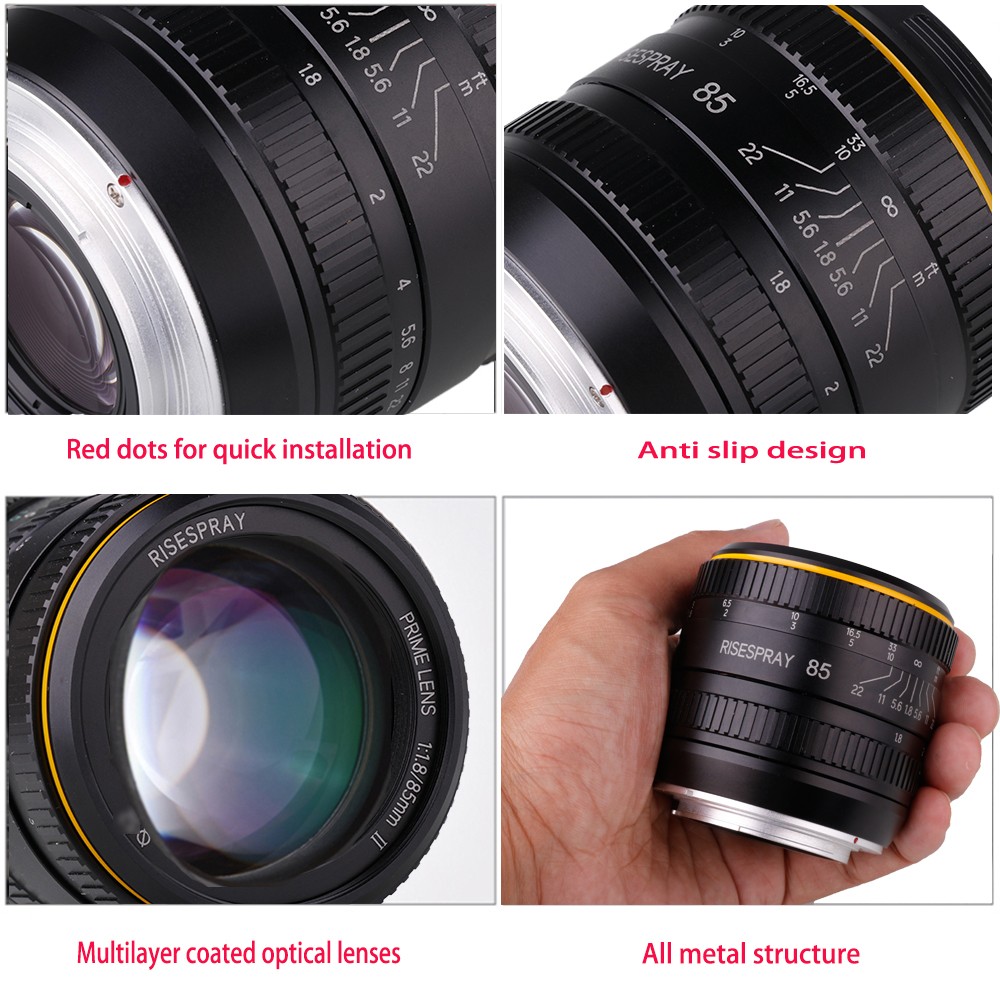 RISESPRAY 85mm F1.8 Full Frame Portrait Camera Lens for Fujifilm