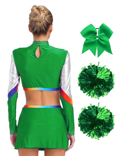 Conjunto de trajes de patinaje para mujeres disfraces de animadora de fantasía líder de animación escuela secundaria - Imagen 48 de 58