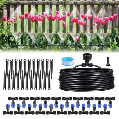 75FT Mist Drip Irrigation System Kit Automatic with 20PCS Adjustable Nozzles