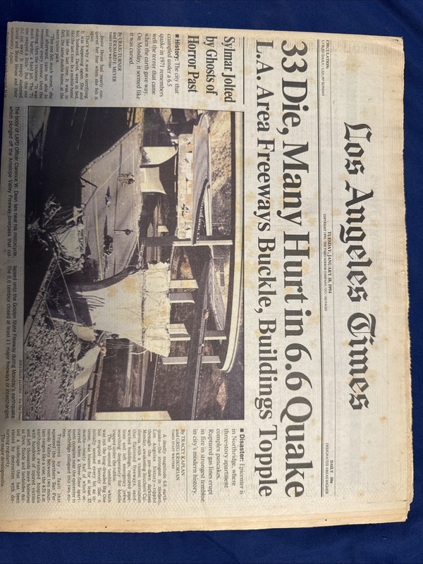 Los Angeles Times Tuesday, January 18, 1994 Earthquake