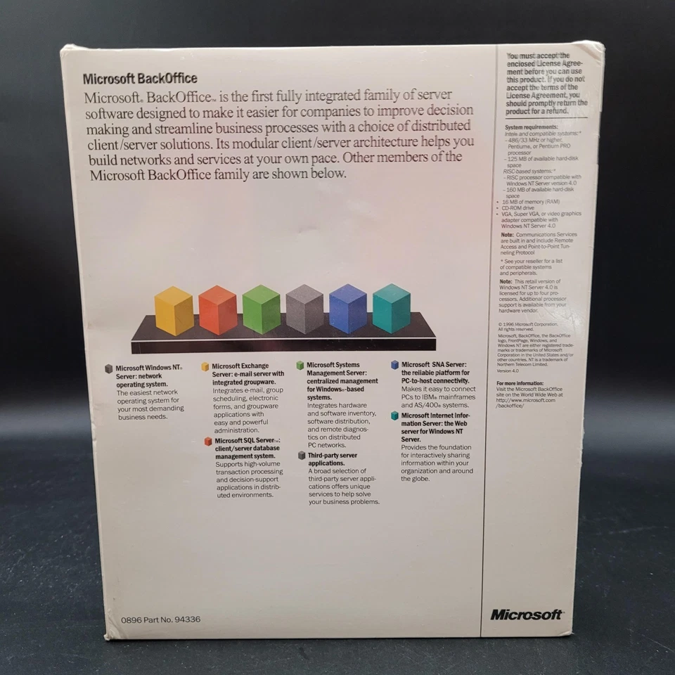 New Microsoft Windows NT WindowsNT Server v4.0 5 CAL Sealed Box Vintage Software - Image 2 of 4