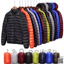 Men's Duck Down Jacket Ultralight Stand Bubble Coat Winter Puffer Packable