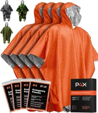 PREPARED4X Emergency Poncho and Mylar Blanket Liner - Waterproof, Wind-Resistant