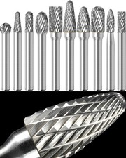 10Pcs Carbide Burr Set 1/4" Shank Die Grinder Bits for Metal Wood Stone Steel
